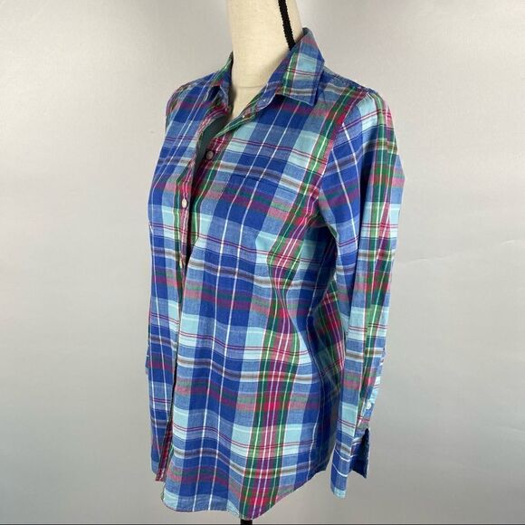 J Crew Plaid Button Down Long Sleeve Blouse - Picture 3 of 4